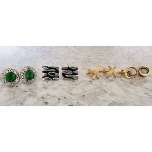 Cuff Links Lot Of 4‎ Bowling Pins Faux Emerald Etc Vintage Gold & Silver Tone